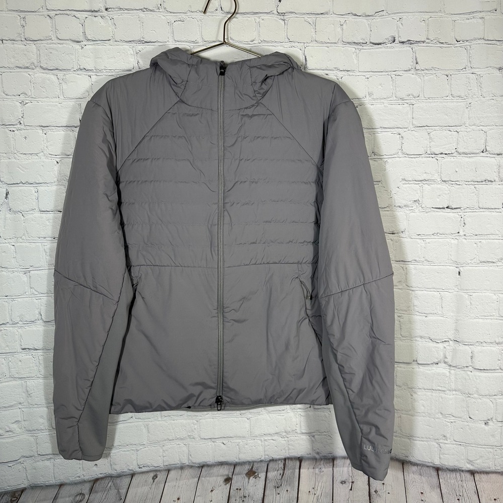 Lululemon Mens Down For It All Hooded Jacket Grey Puffer Running Coat Size M